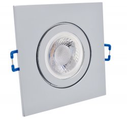 IP44 LED Einbaustrahler 230V chrom glnzend eckig 5W GU10 LED