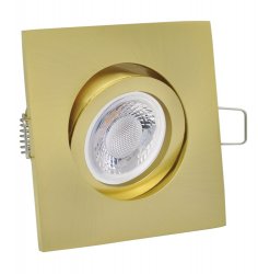 LED Einbaustrahler 230V flach dimmbar Messing-Gold eckig 5W Modul - Klick