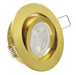 LED Einbaustrahler 230V flach dimmbar Messing-Gold rund 5W Modul - Klick