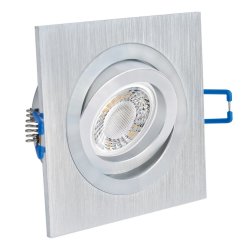 LED Einbaustrahler 230V flach dimmbar Alugebrstet eckig Bicolor II 5W Modul