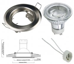 LED Einbaustrahler 230V 55mm Lochma Silber gebrstet 5W GU10 LED