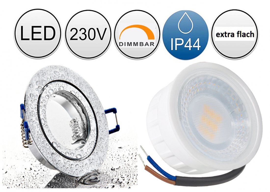 MCOB Tageslichtweiss IP44 LED Einbaustrahler 230V 5W Bicolor DIMMBAR 