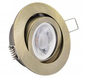 LED Einbaustrahler 230V Altmessing rund 5W GU10 Spot - Klick