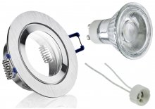 IP44 LED Einbaustrahler 230V Alugebrstet Bicolor rund GU10 5W LED