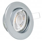 LED Einbaustrahler 230V flach dimmbar chrom glnzend rund 5W Modul