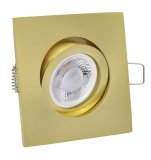 LED 5W Einbaustrahler flach Messing-Gold eckig 230V dimmbar