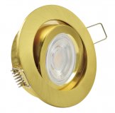LED Einbaustrahler 230V flach dimmbar gold Messing matt rund 5W Modul - Klick