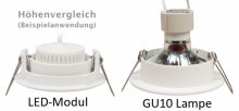 LED Einbaustrahler 230V flach dimmbar Alugebürstet eckig Bicolor II 5W Modul - Klick