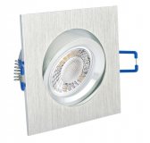 LED Einbaustrahler 230V flach dimmbar eckig Alugebürstet Bicolor 5W Modul