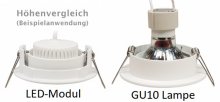 LED Einbaustrahler 230V flach dimmbar eckig Alugebürstet Bicolor 5W Modul - Klick