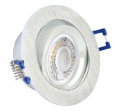 LED Einbaustrahler 230V flach dimmbar rund Alugebürstet Bicolor 5W Modul - Klick