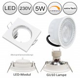 LED Einbaustrahler eckig wei flach dimmbar 55mm Lochma 230V 5W Einbauleuchte